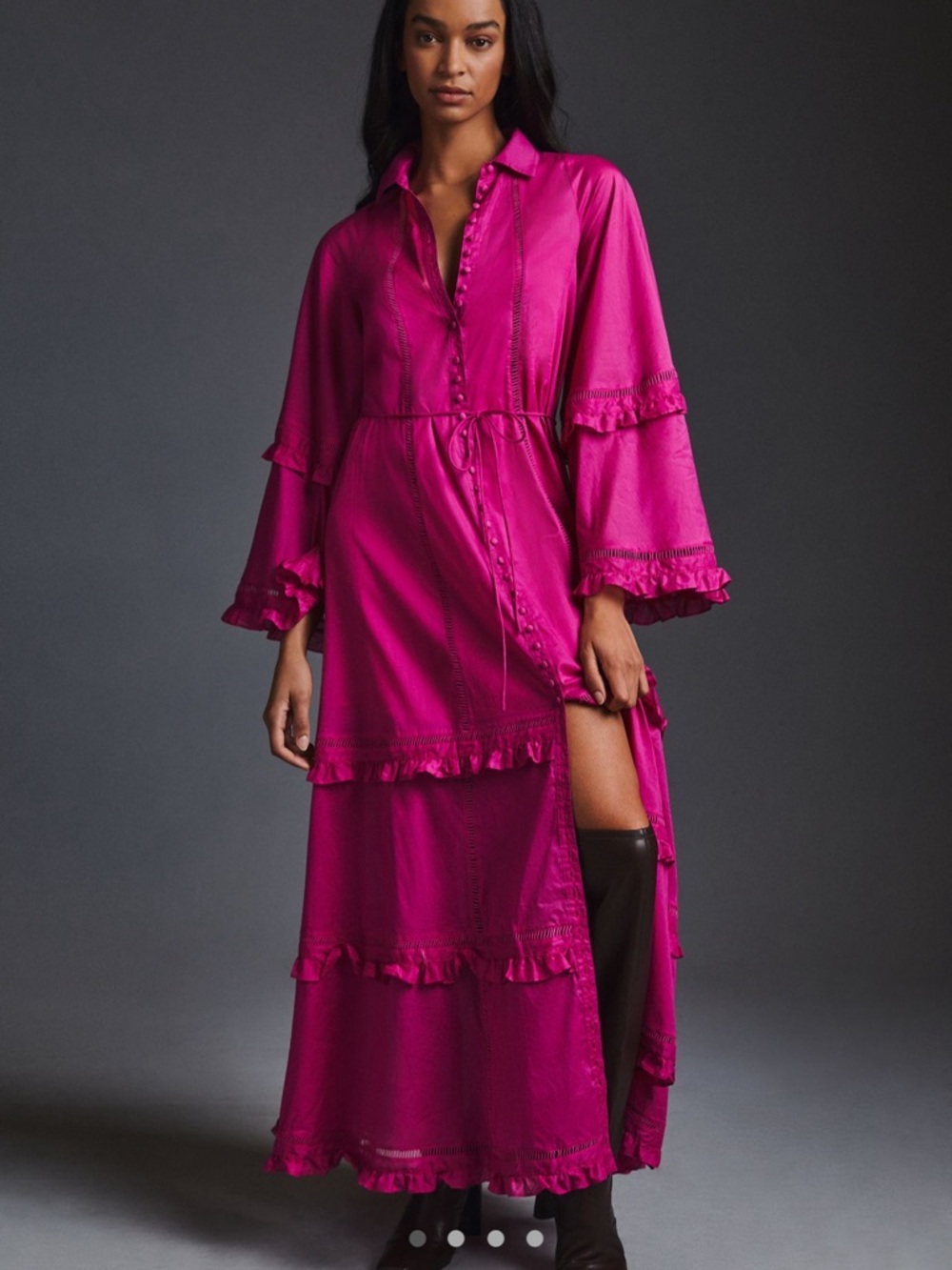Anthropologie Joslin Tiered Long Sleeve Maxi Dress